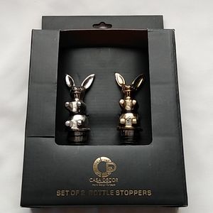New Brass Bunny Bottle Stoppers Pair Silver and Gold